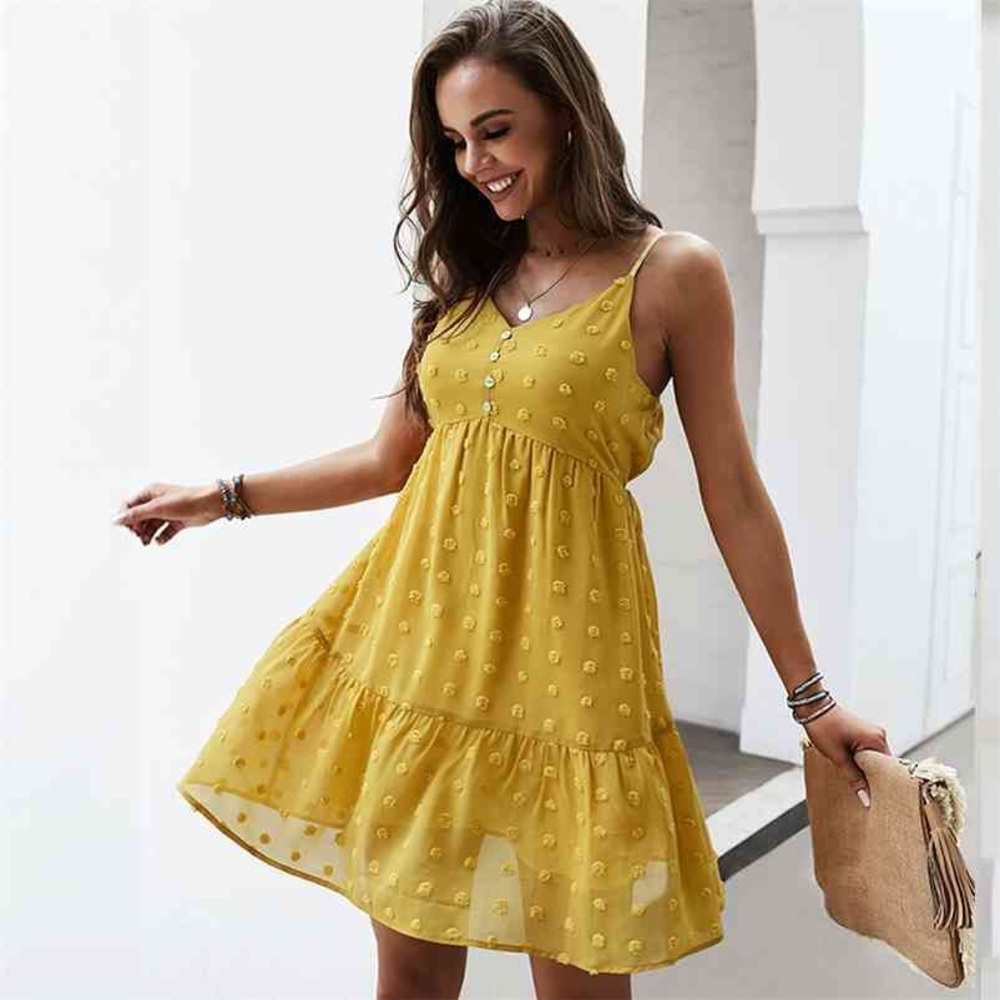 Yellow Swiss Dot Dress
